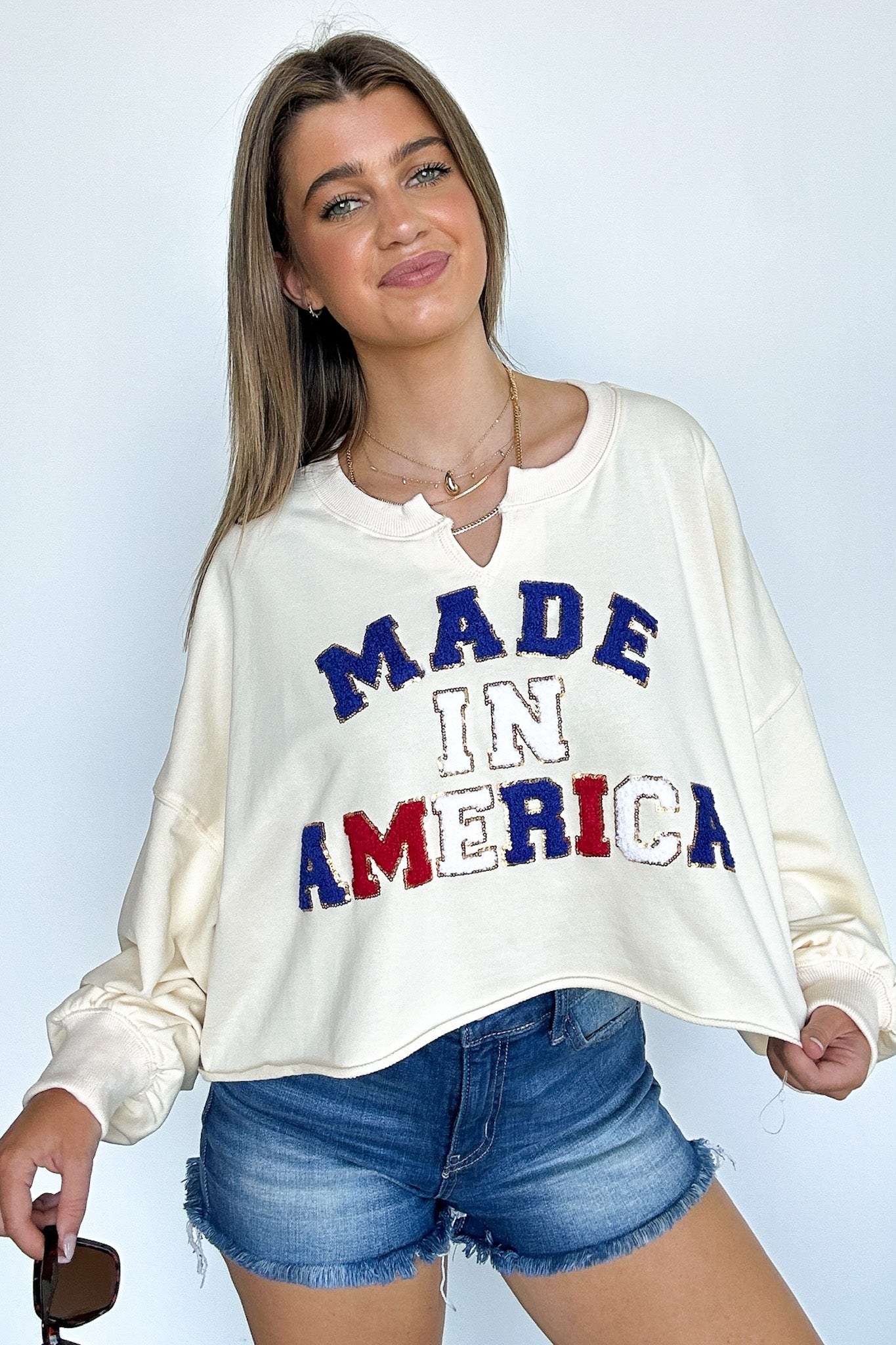  Made In America Graphic Patch Pullover - FINAL SALE - Madison and Mallory