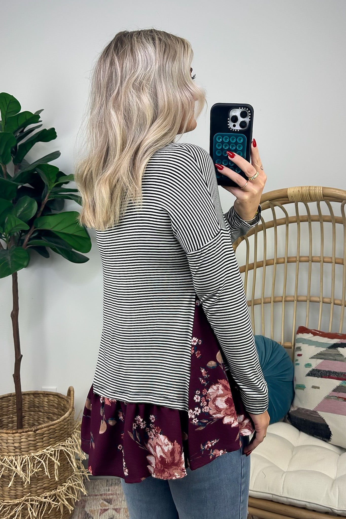  Made the Moment Stripes and Floral Layered Tunic Top - FINAL SALE - Madison and Mallory