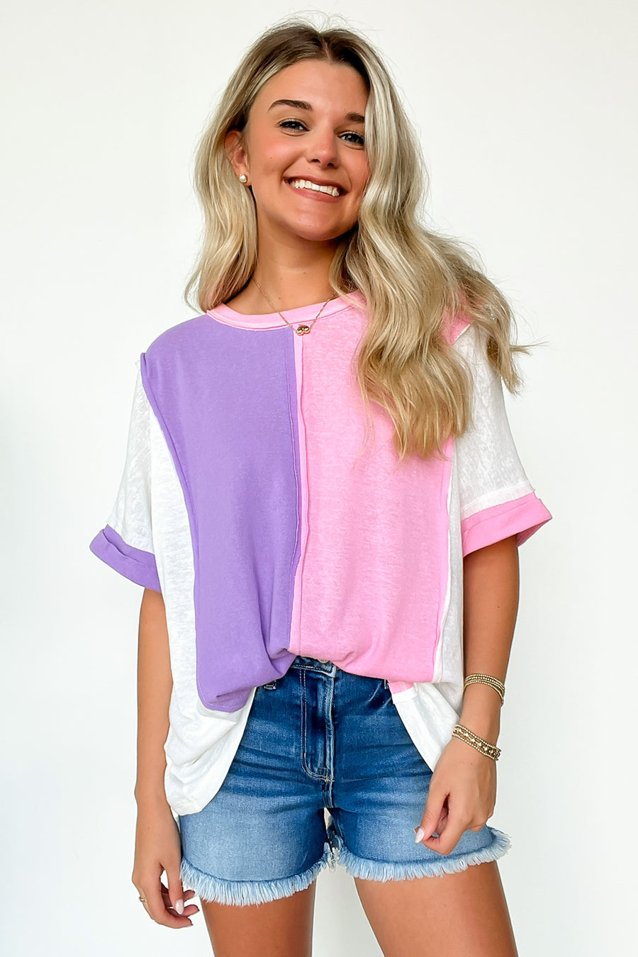  Maia Color Block Oversized Top - Madison and Mallory