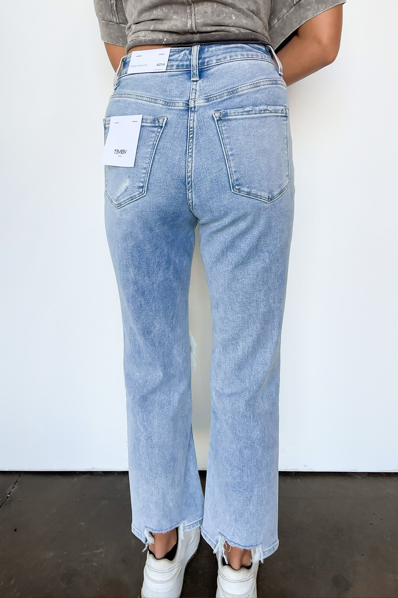  Maileana 90's Super High Rise Distressed Straight Jeans - Madison and Mallory