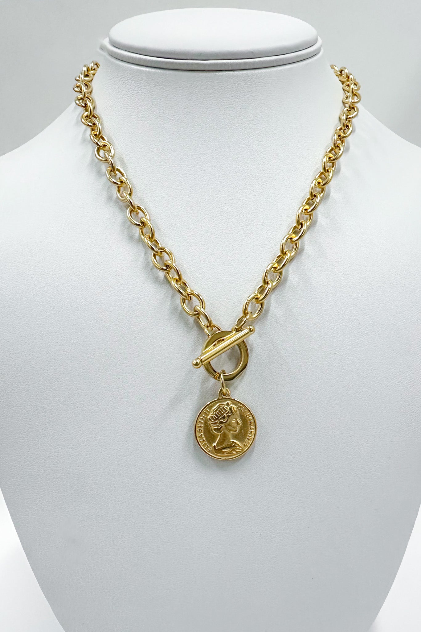 Gold Mairi Toggle Chain Coin Necklace - Madison and Mallory