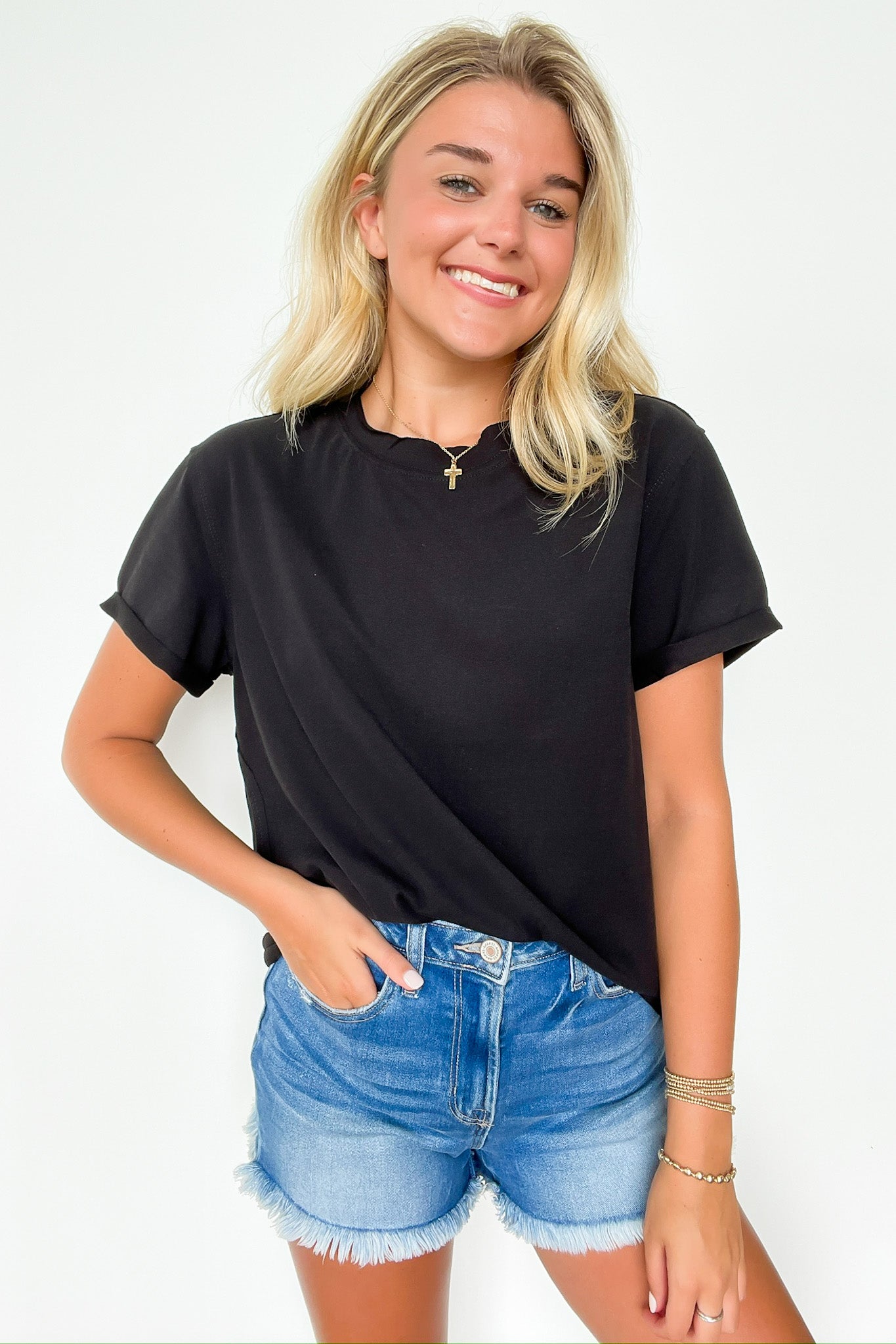 Black / S Mali Relaxed Short Sleeve Top - FINAL SALE - Madison and Mallory