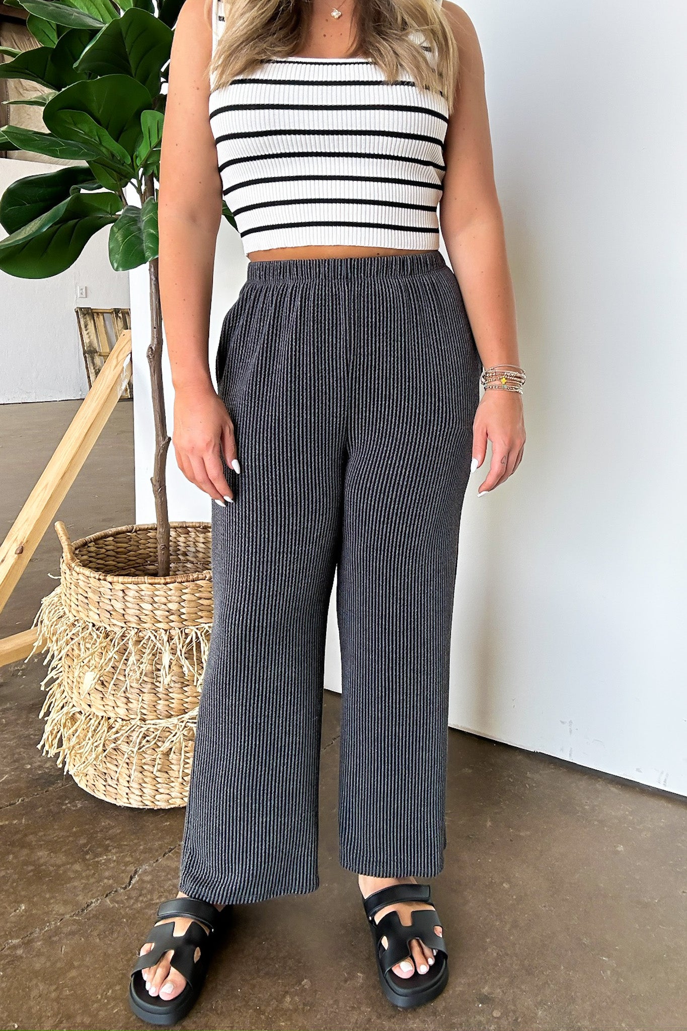  Manifest Ribbed Straight Leg Pants - FINAL SALE - Madison and Mallory