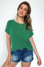 Manzanillo Rib Knit Drop Shoulder Top - FINAL SALE - Madison and Mallory