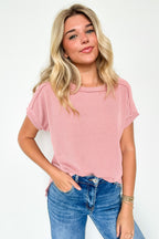 Mauve / S Manzanillo Rib Knit Drop Shoulder Top - FINAL SALE - Madison and Mallory