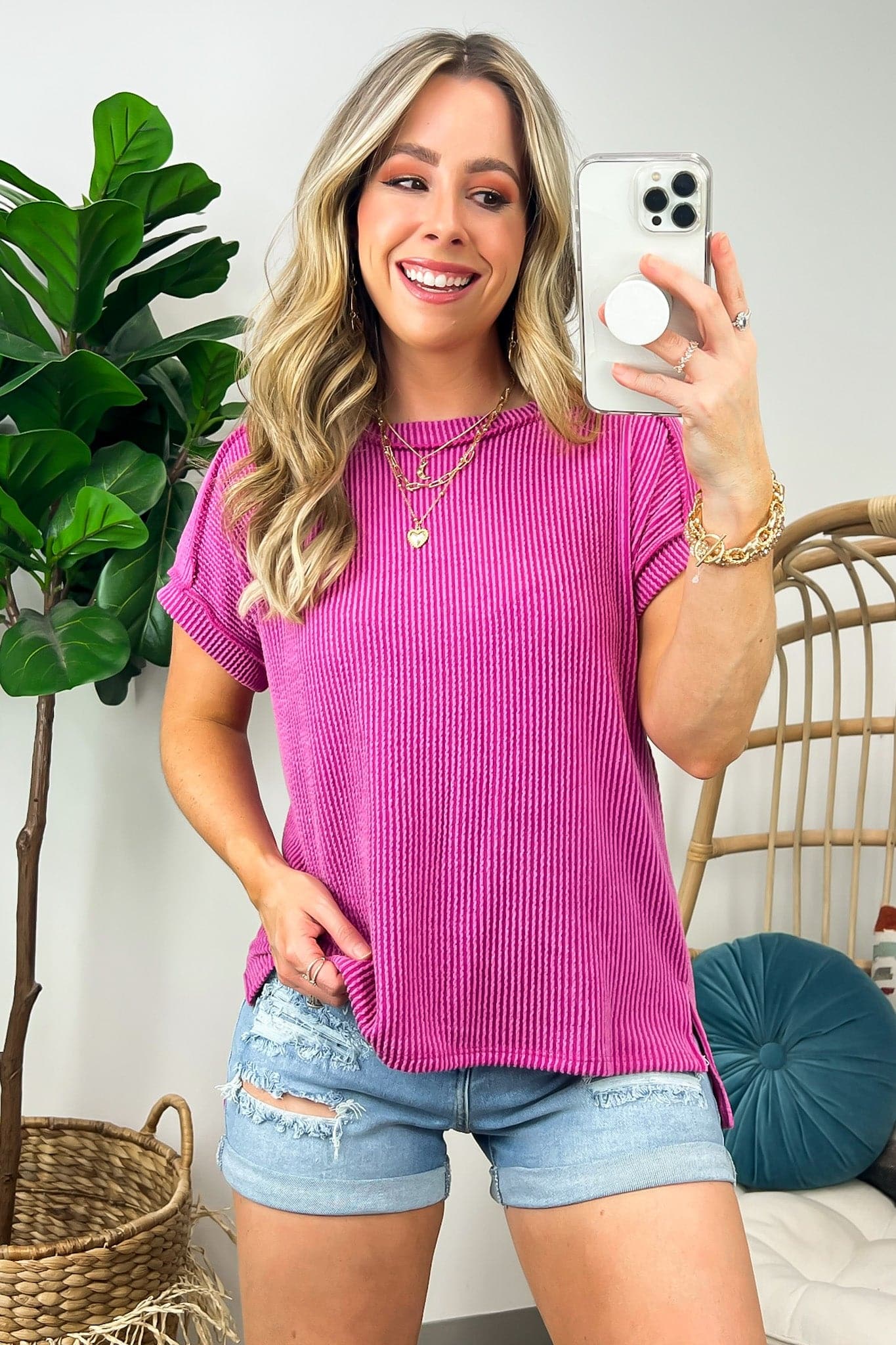 Manzanillo Rib Knit Drop Shoulder Top - FINAL SALE - Madison and Mallory