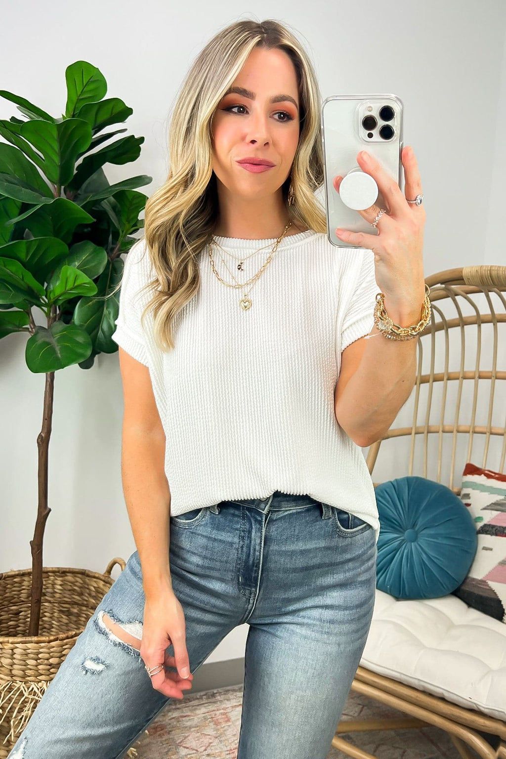 Manzanillo Rib Knit Drop Shoulder Top - FINAL SALE - Madison and Mallory