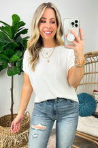 Off White / S Manzanillo Rib Knit Drop Shoulder Top - FINAL SALE - Madison and Mallory