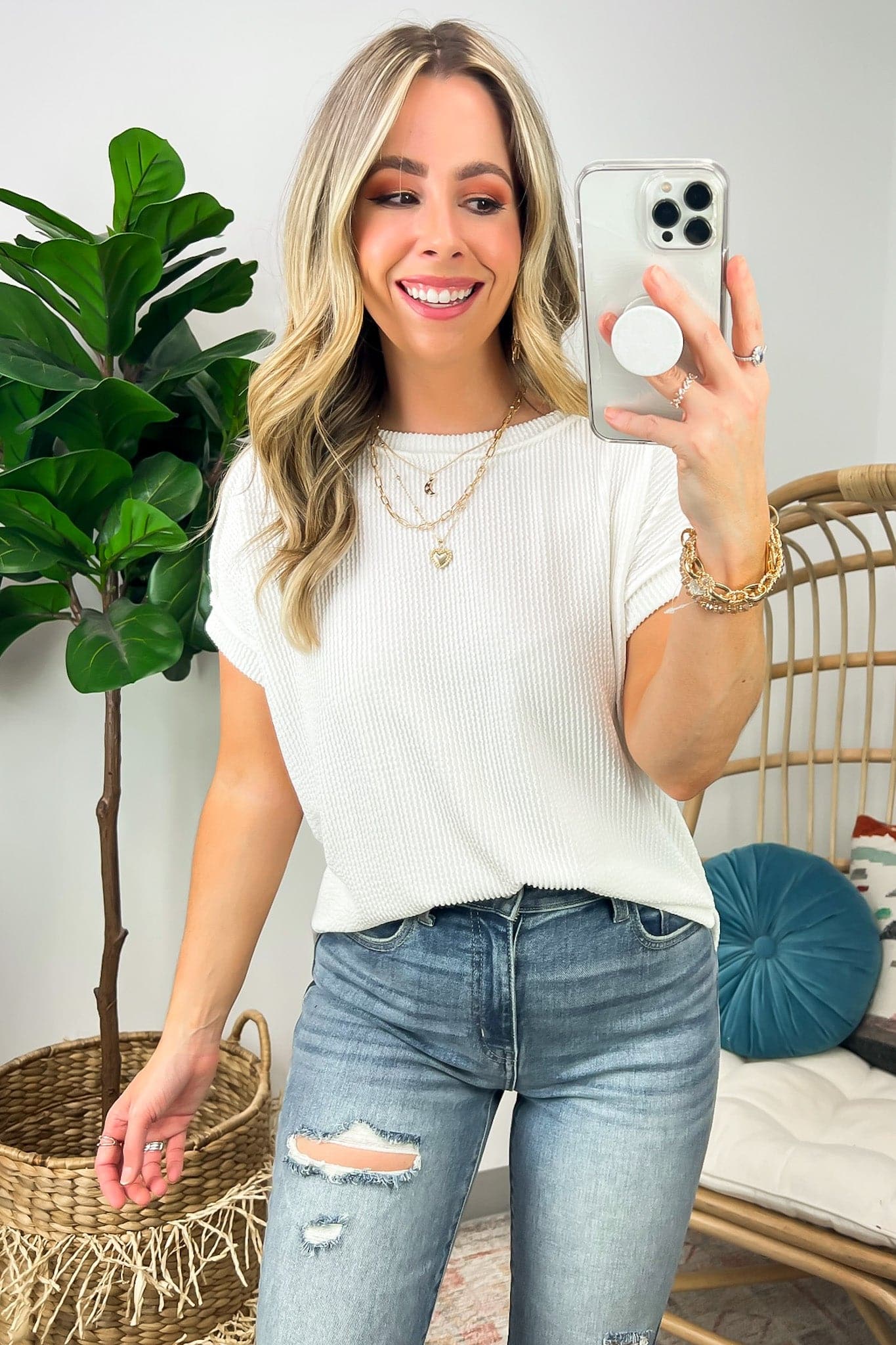 Off White / S Manzanillo Rib Knit Drop Shoulder Top - FINAL SALE - Madison and Mallory