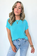 Manzanillo Rib Knit Drop Shoulder Top - FINAL SALE - Madison and Mallory