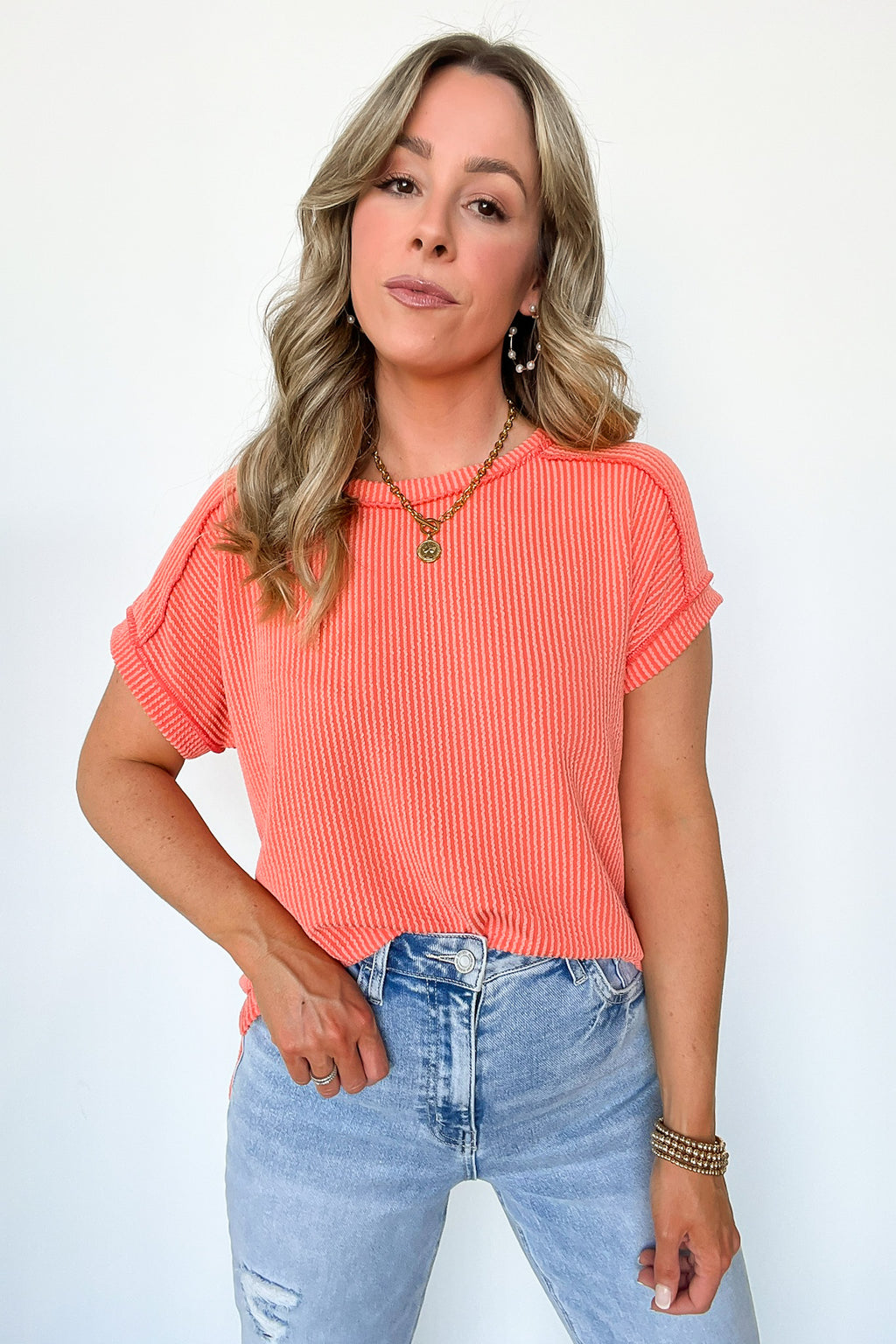 Manzanillo Rib Knit Drop Shoulder Top - FINAL SALE - Madison and Mallory