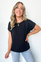 Black / S Manzanillo Rib Knit Drop Shoulder Top - FINAL SALE - Madison and Mallory