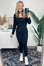  Marciana Square-Neck Seamless Long Sleeve Top - FINAL SALE - Madison and Mallory