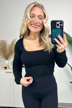  Marciana Square-Neck Seamless Long Sleeve Top - FINAL SALE - Madison and Mallory