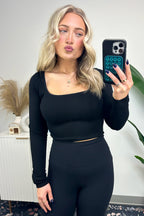  Marciana Square-Neck Seamless Long Sleeve Top - FINAL SALE - Madison and Mallory