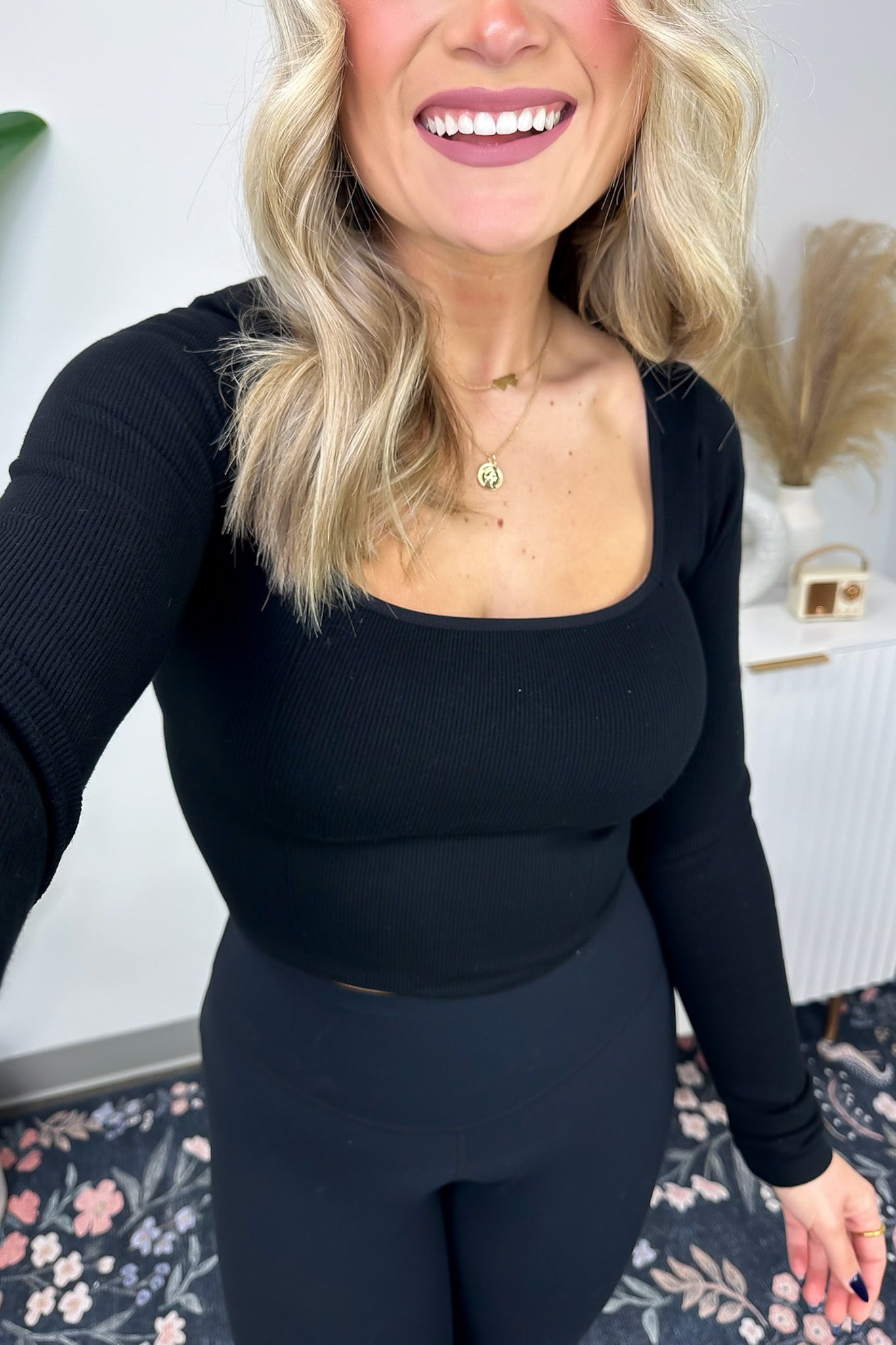  Marciana Square-Neck Seamless Long Sleeve Top - FINAL SALE - Madison and Mallory