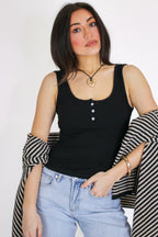 Black / S Maren Ribbed Scoop Neck Tank Top - Madison and Mallory