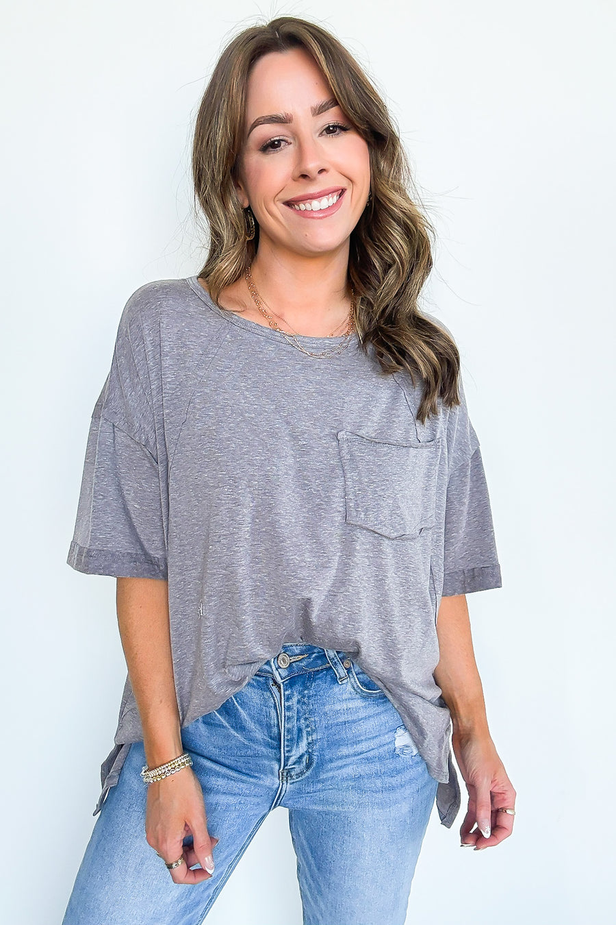 Marena Pocket Crew Neck Top - Madison and Mallory