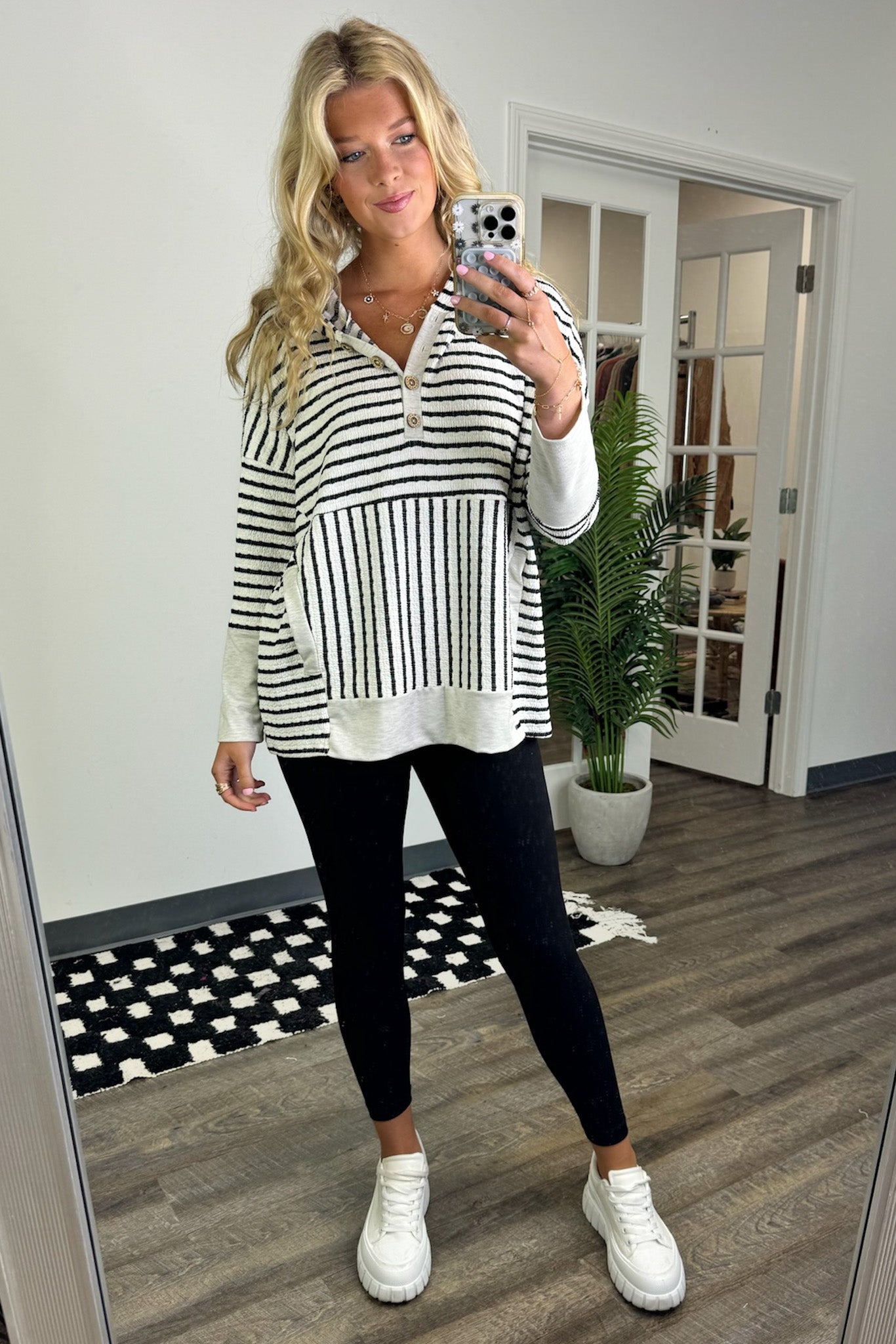  Margo Striped Hooded Pullover - Madison and Mallory