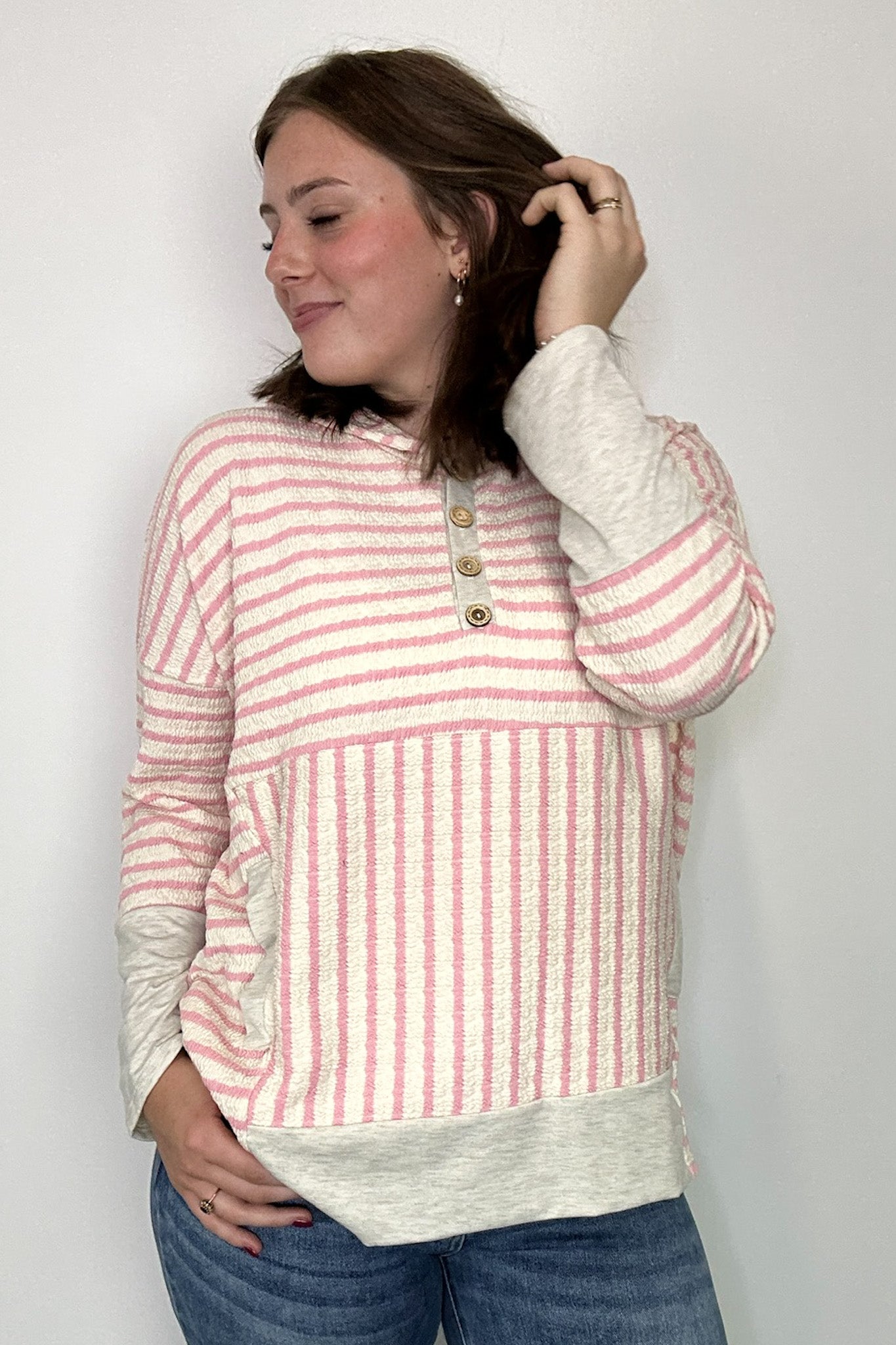  Margo Striped Hooded Pullover - Madison and Mallory