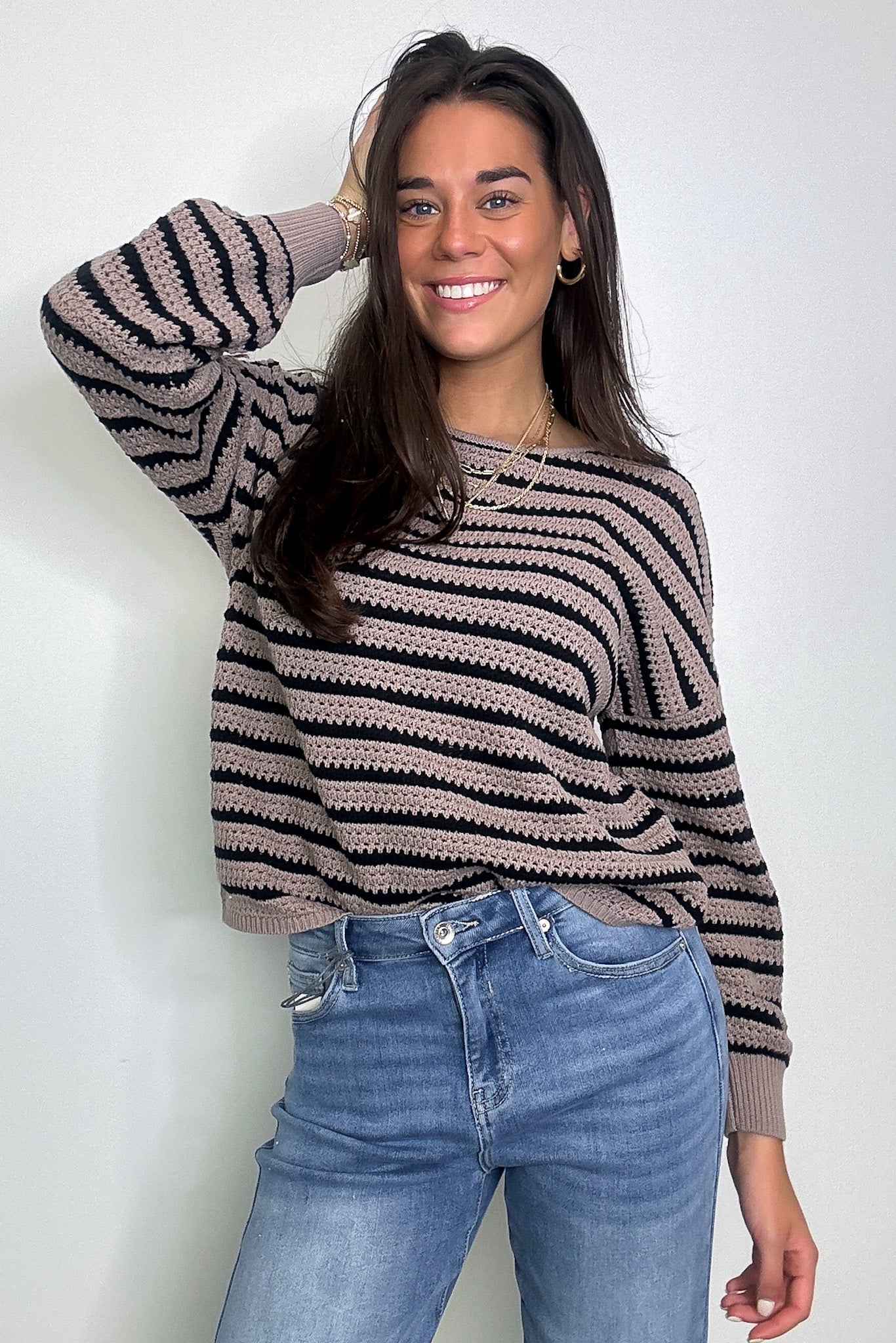 Marianna Striped Knit Relaxed Sweater - FINAL SALE - Madison and Mallory