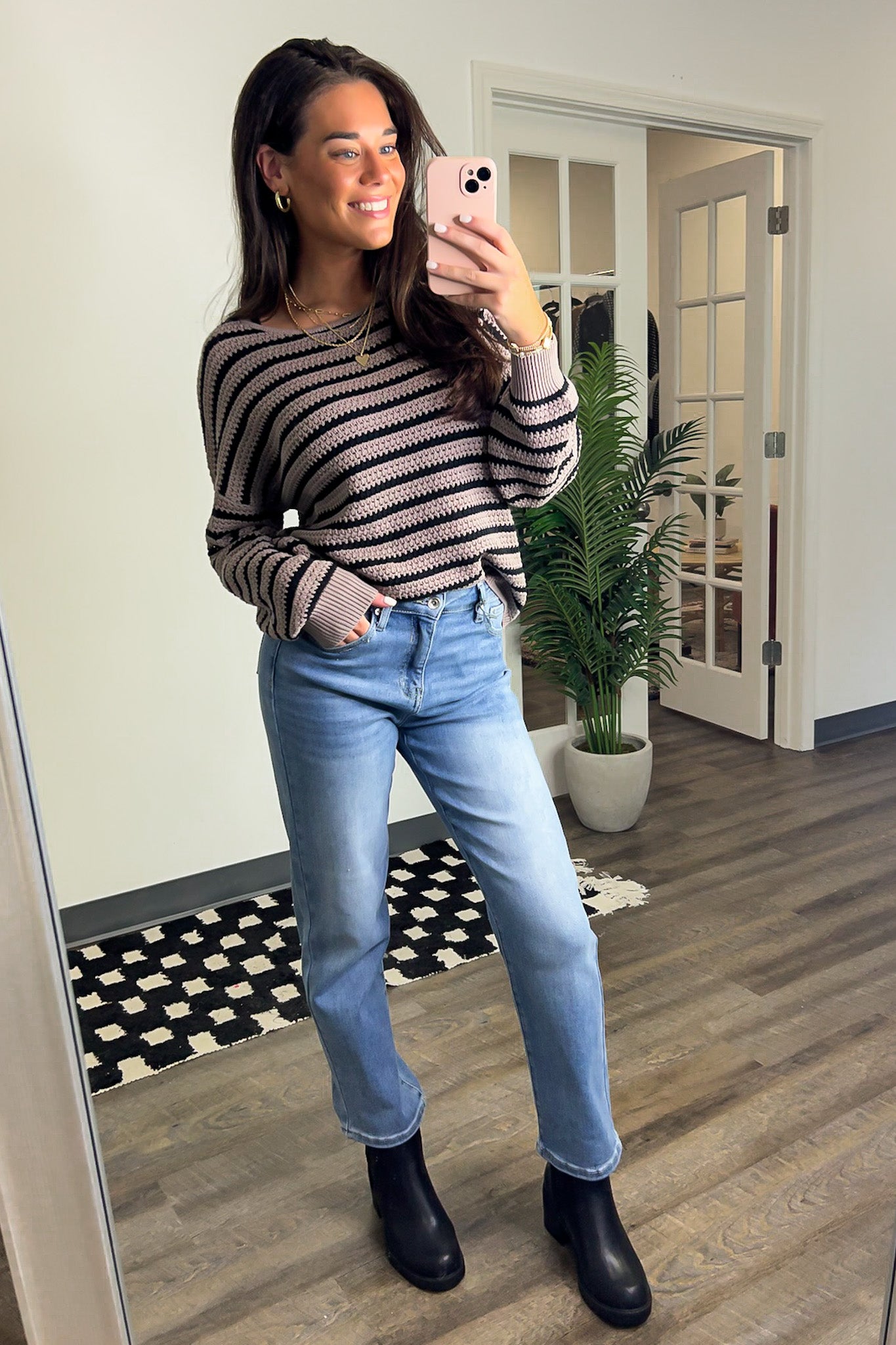 Marianna Striped Knit Relaxed Sweater - FINAL SALE - Madison and Mallory