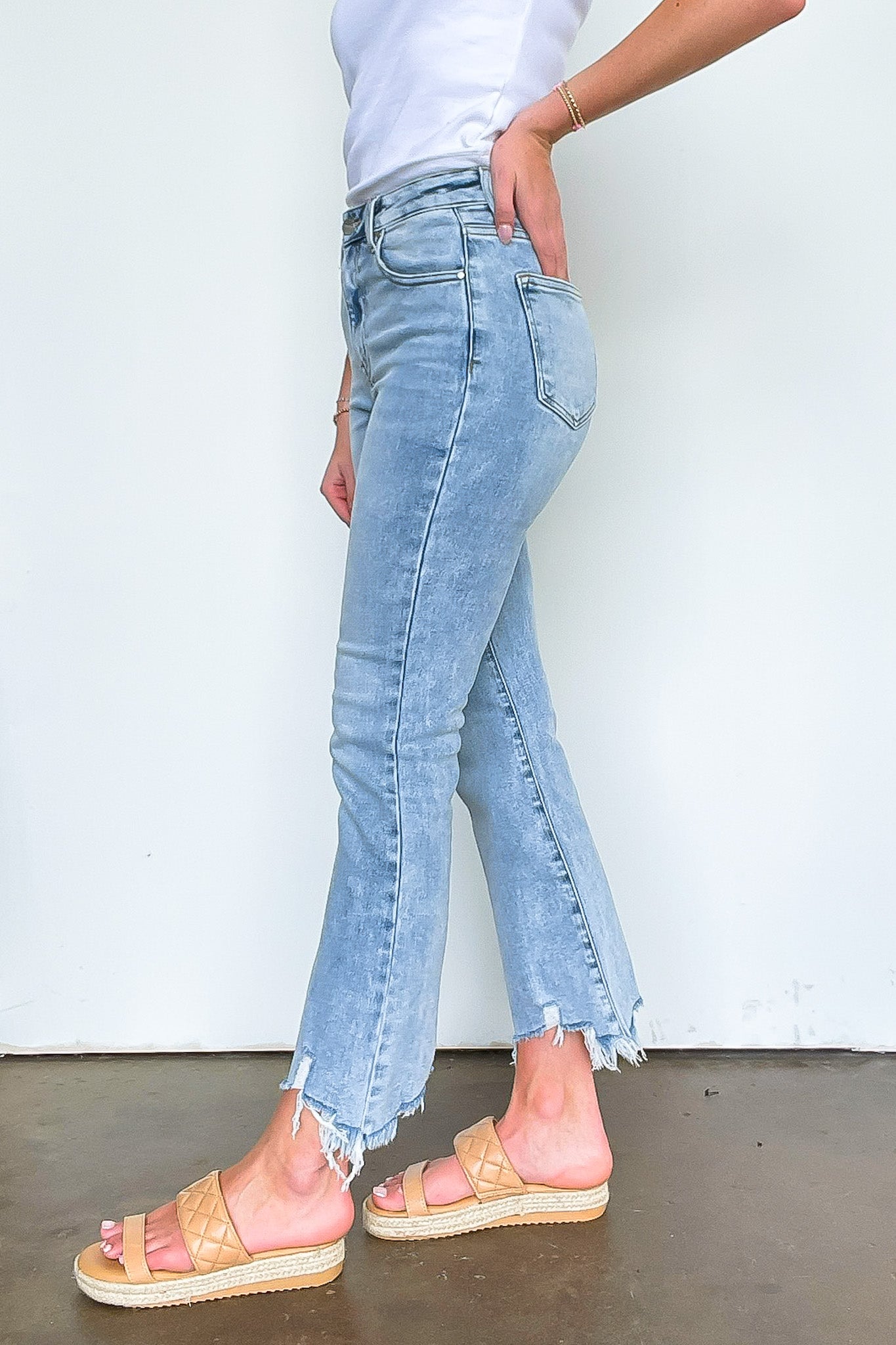 Maribel High Rise Cropped Flare Jeans - Madison and Mallory