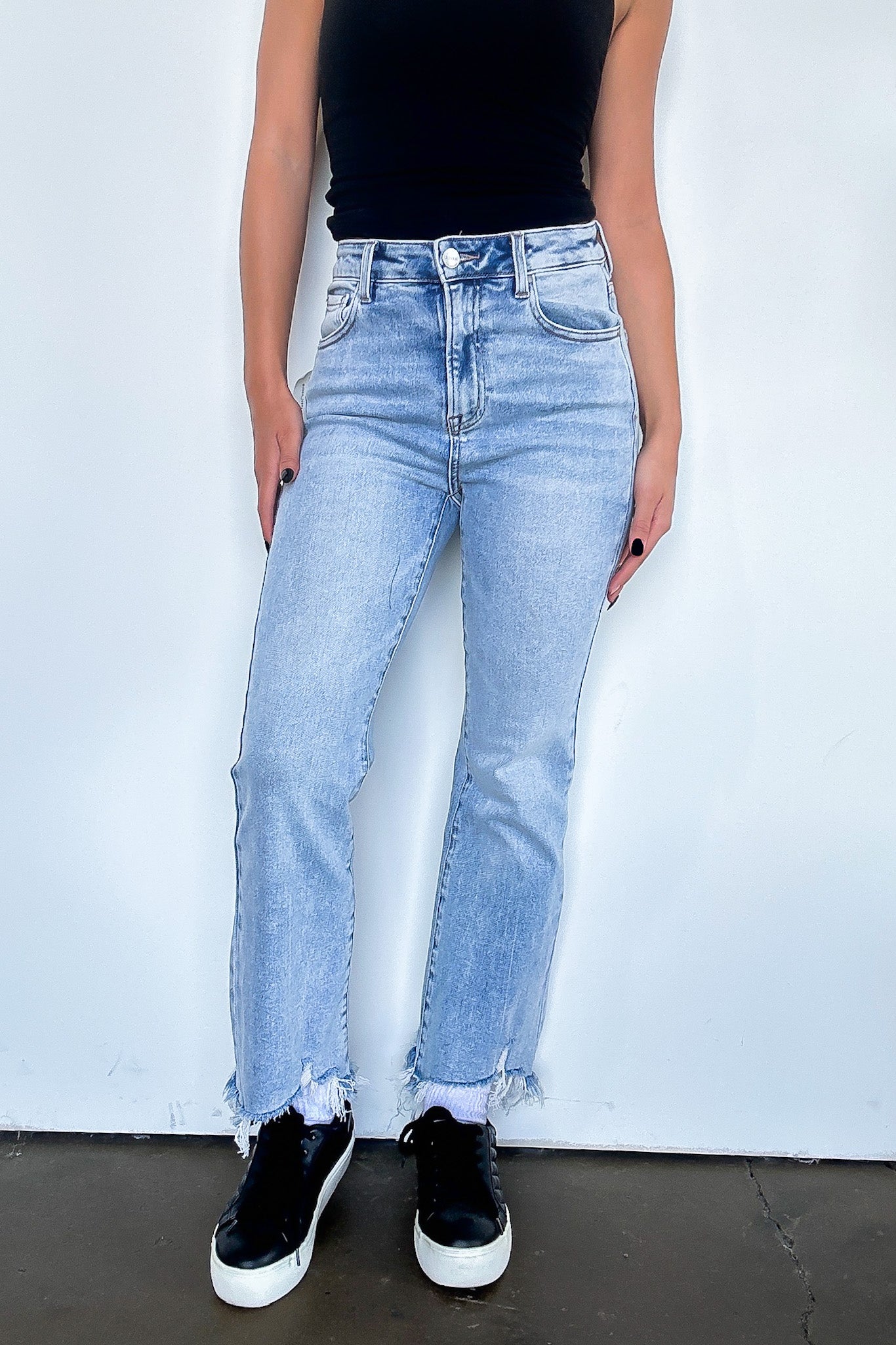 Maribel High Rise Cropped Flare Jeans - Madison and Mallory