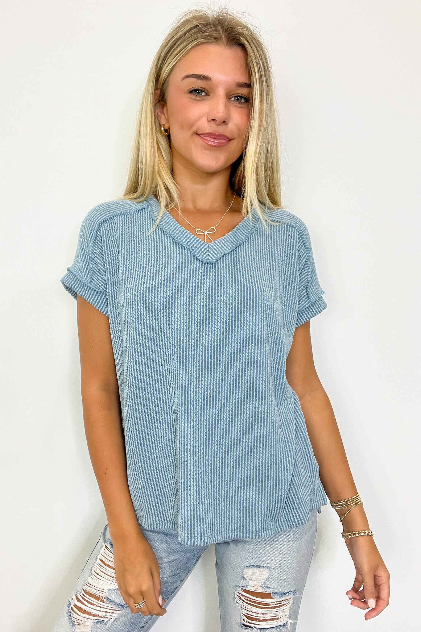  Maribeth Rib Knit Short Sleeve Top - BACK IN STOCK - Madison and Mallory