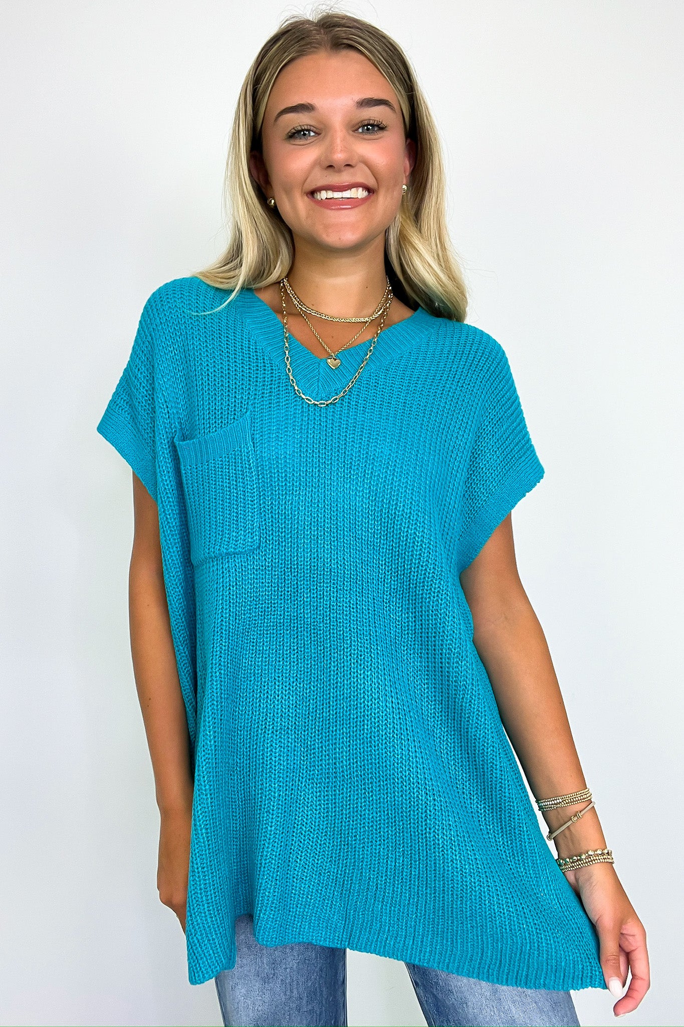  Marieka V-Neck Knit Pocket Top - FINAL SALE - Madison and Mallory