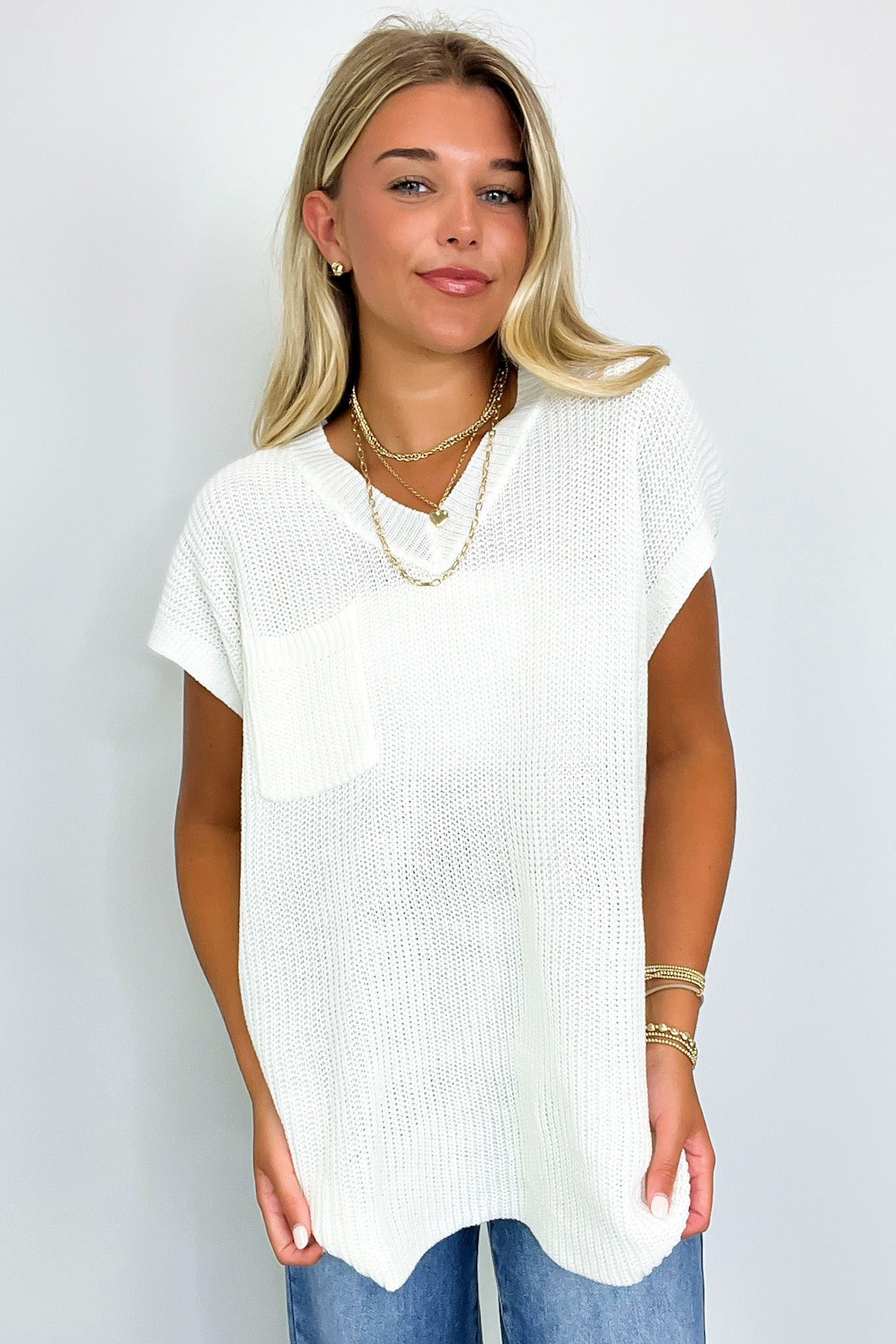  Marieka V-Neck Knit Pocket Top - FINAL SALE - Madison and Mallory