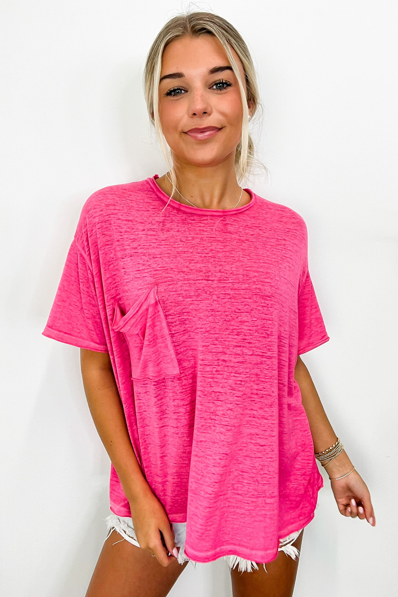 Marisol Burnout Wash Semi-Sheer Oversized Pocket Top - BACK IN STOCK - Madison and Mallory