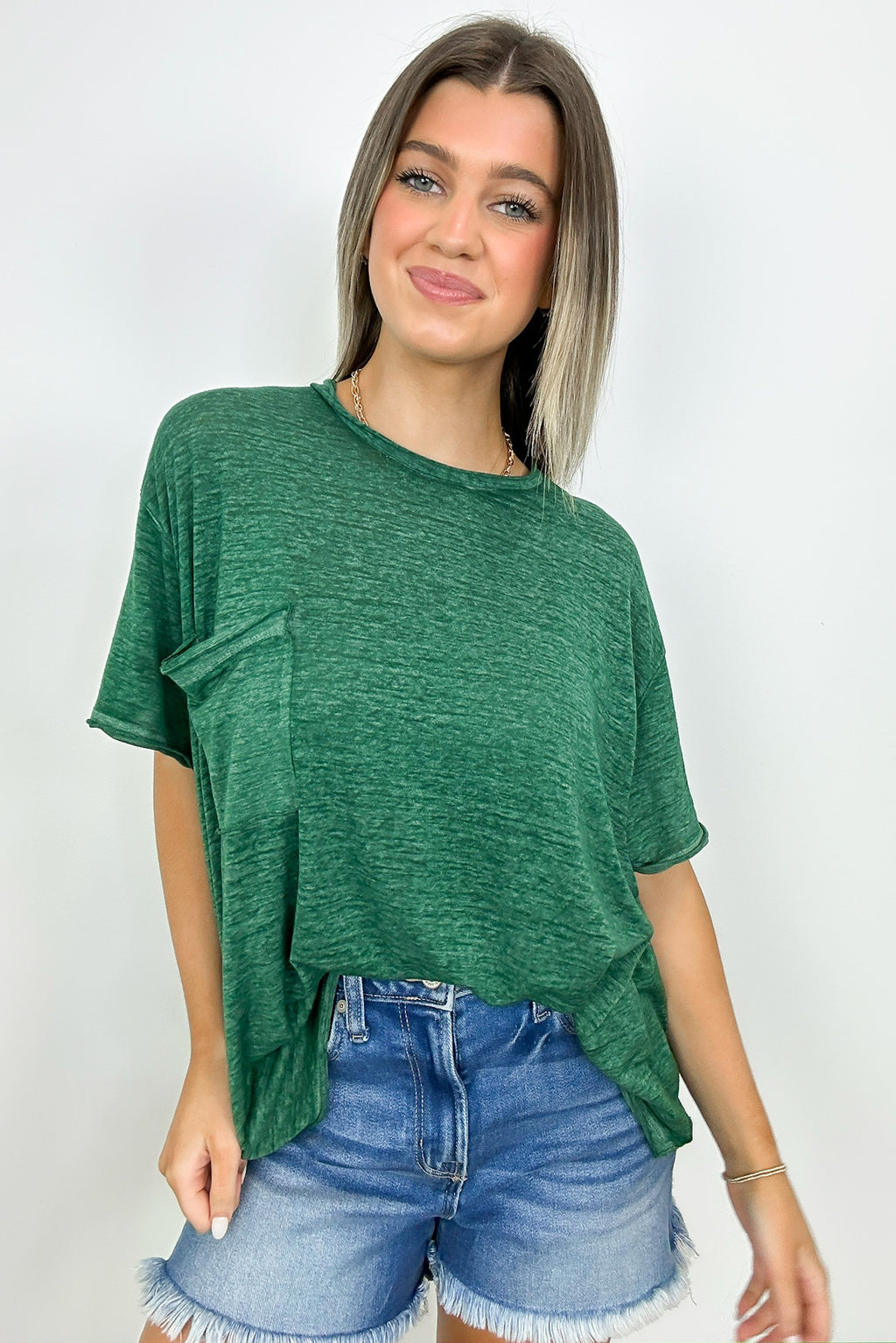 Marisol Burnout Wash Semi-Sheer Oversized Pocket Top - BACK IN STOCK - Madison and Mallory
