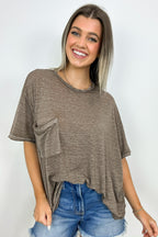 Marisol Burnout Wash Oversized Pocket Top - BACK IN STOCK - Madison and Mallory