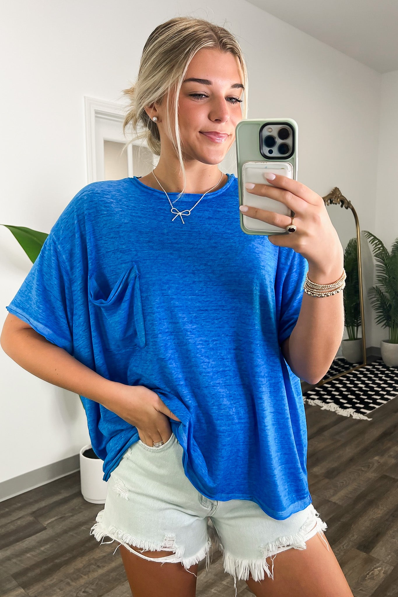 Marisol Burnout Wash Semi-Sheer Oversized Pocket Top - BACK IN STOCK - Madison and Mallory