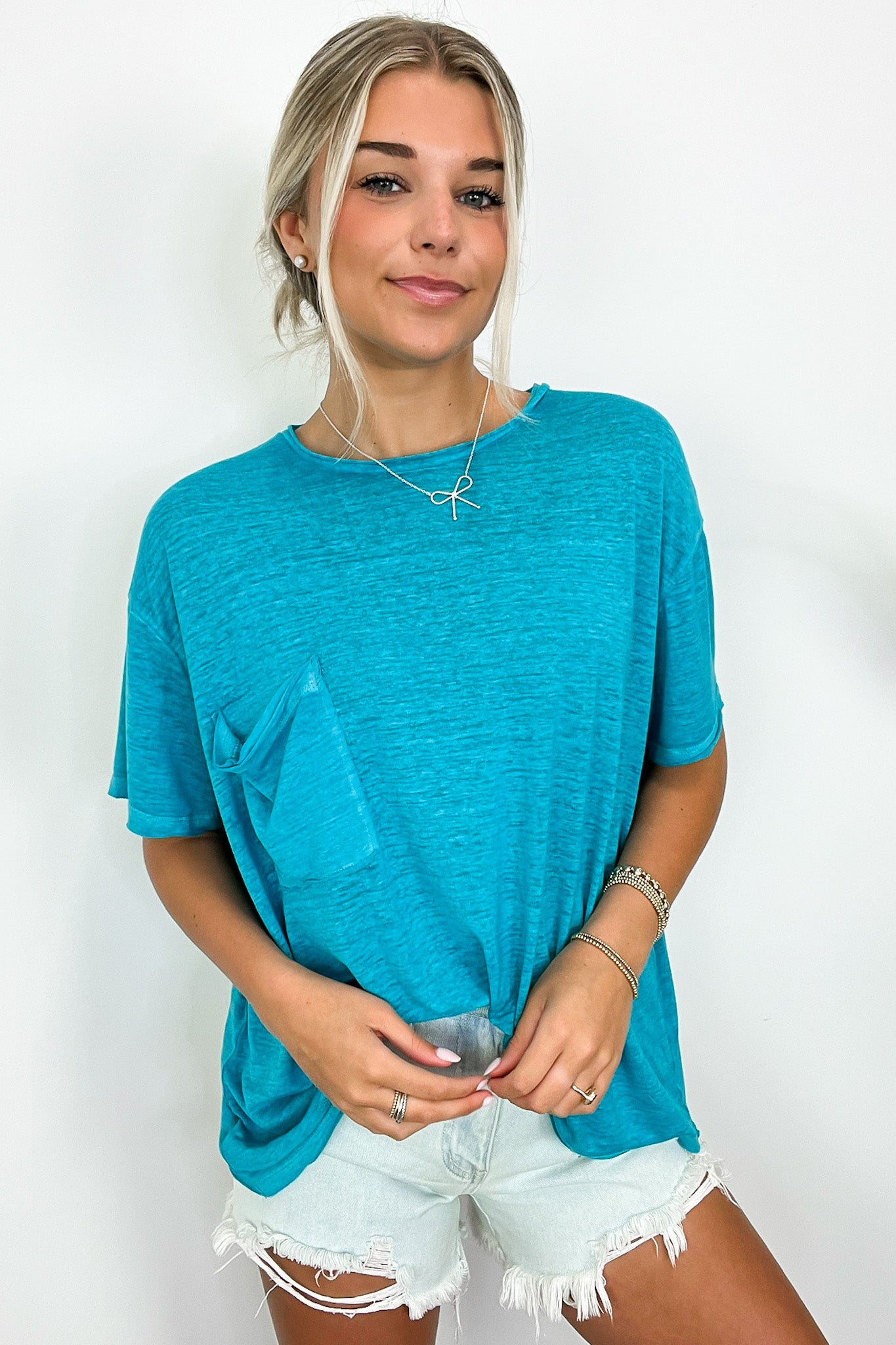 Marisol Burnout Wash Semi-Sheer Oversized Pocket Top - BACK IN STOCK - Madison and Mallory