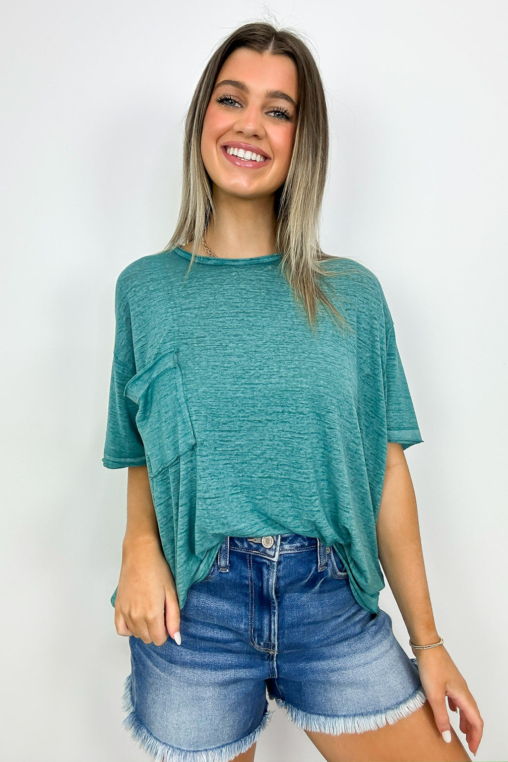  Marisol Burnout Wash Oversized Pocket Top - BACK IN STOCK - Madison and Mallory