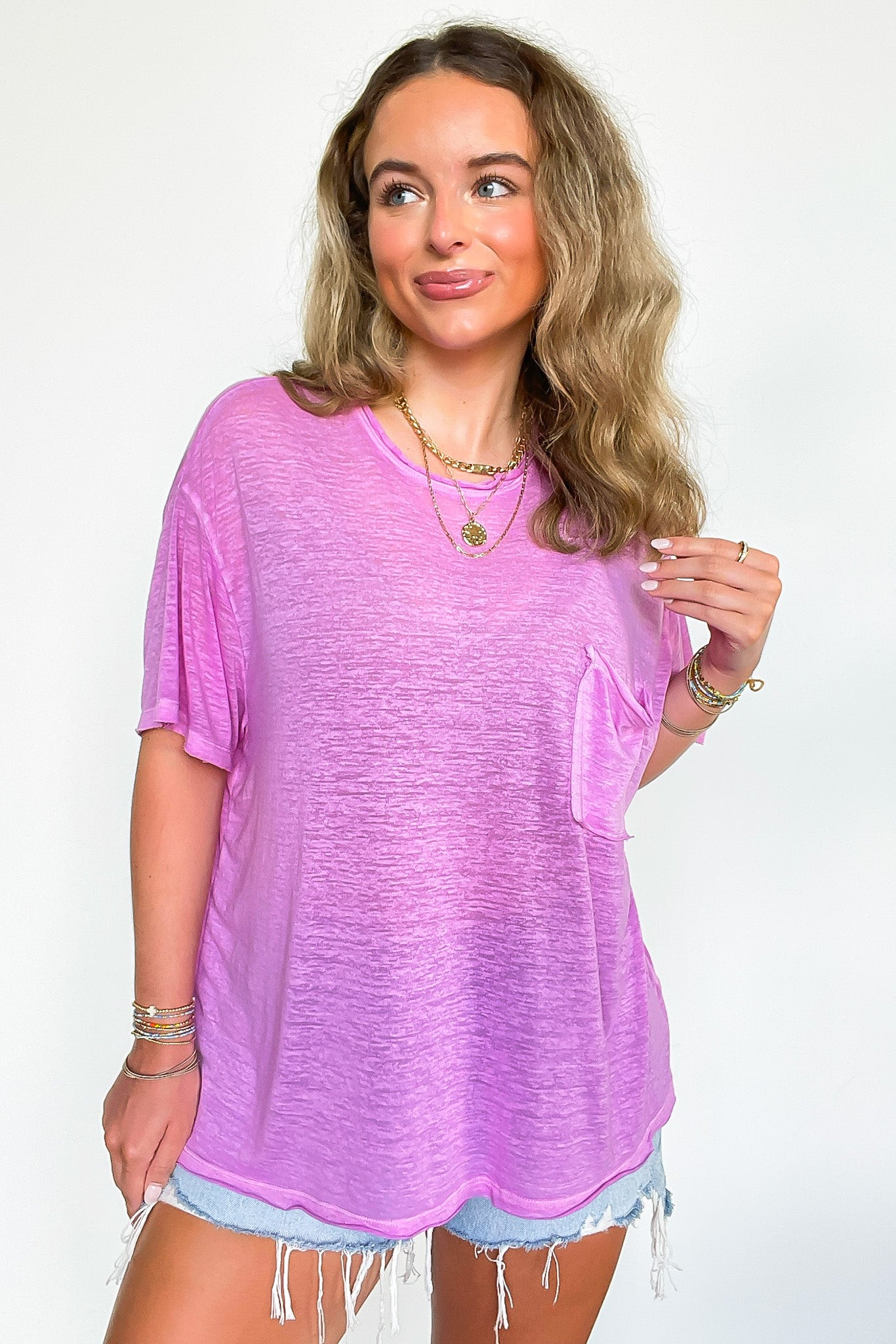 Marisol Burnout Wash Oversized Pocket Top - BACK IN STOCK - Madison and Mallory