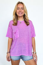 Marisol Burnout Wash Semi-Sheer Oversized Pocket Top - BACK IN STOCK - Madison and Mallory
