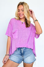 Marisol Burnout Wash Semi-Sheer Oversized Pocket Top - BACK IN STOCK - Madison and Mallory