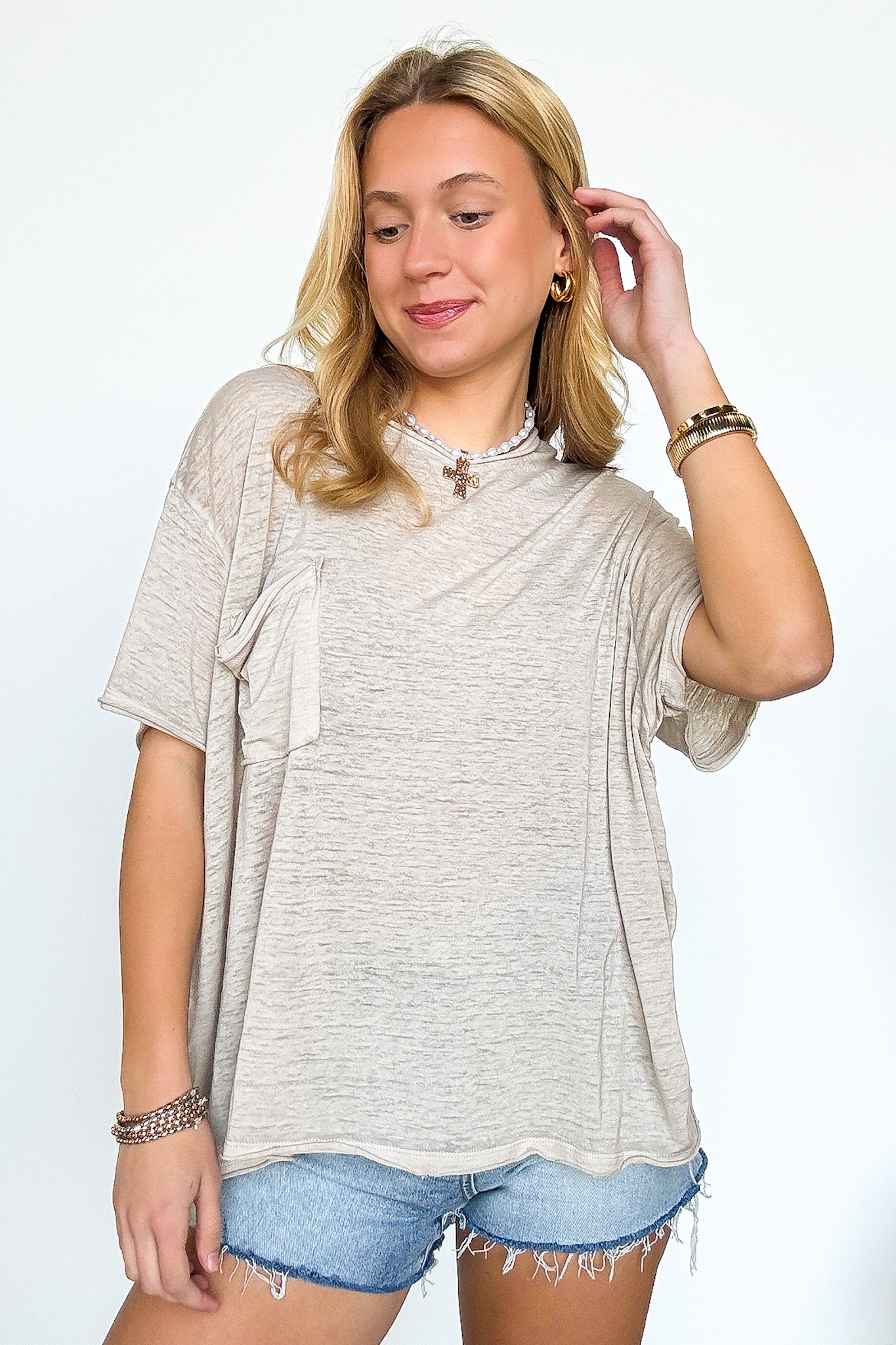 Marisol Burnout Wash Semi-Sheer Oversized Pocket Top - BACK IN STOCK - Madison and Mallory