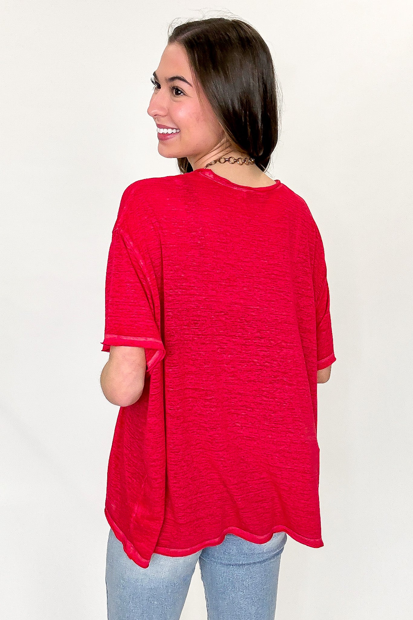 Marisol Burnout Wash Semi-Sheer Oversized Pocket Top - BACK IN STOCK - Madison and Mallory