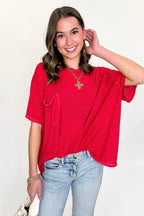 Marisol Burnout Wash Semi-Sheer Oversized Pocket Top - BACK IN STOCK - Madison and Mallory
