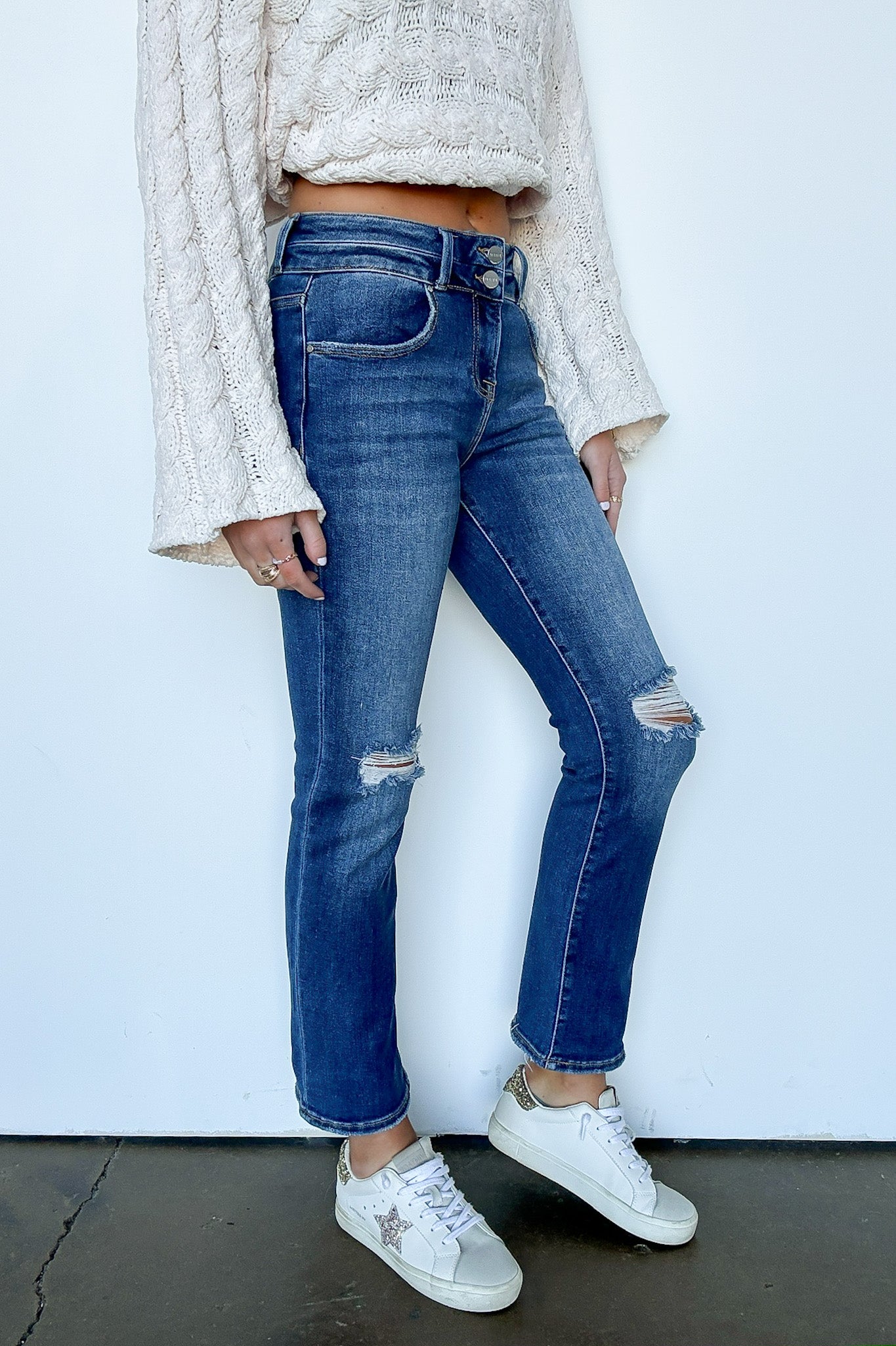  Marisse High Rise Distressed Slim Straight Jeans - Madison and Mallory