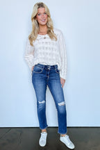 Marisse High Rise Distressed Slim Straight Jeans - FINAL SALE - Madison and Mallory