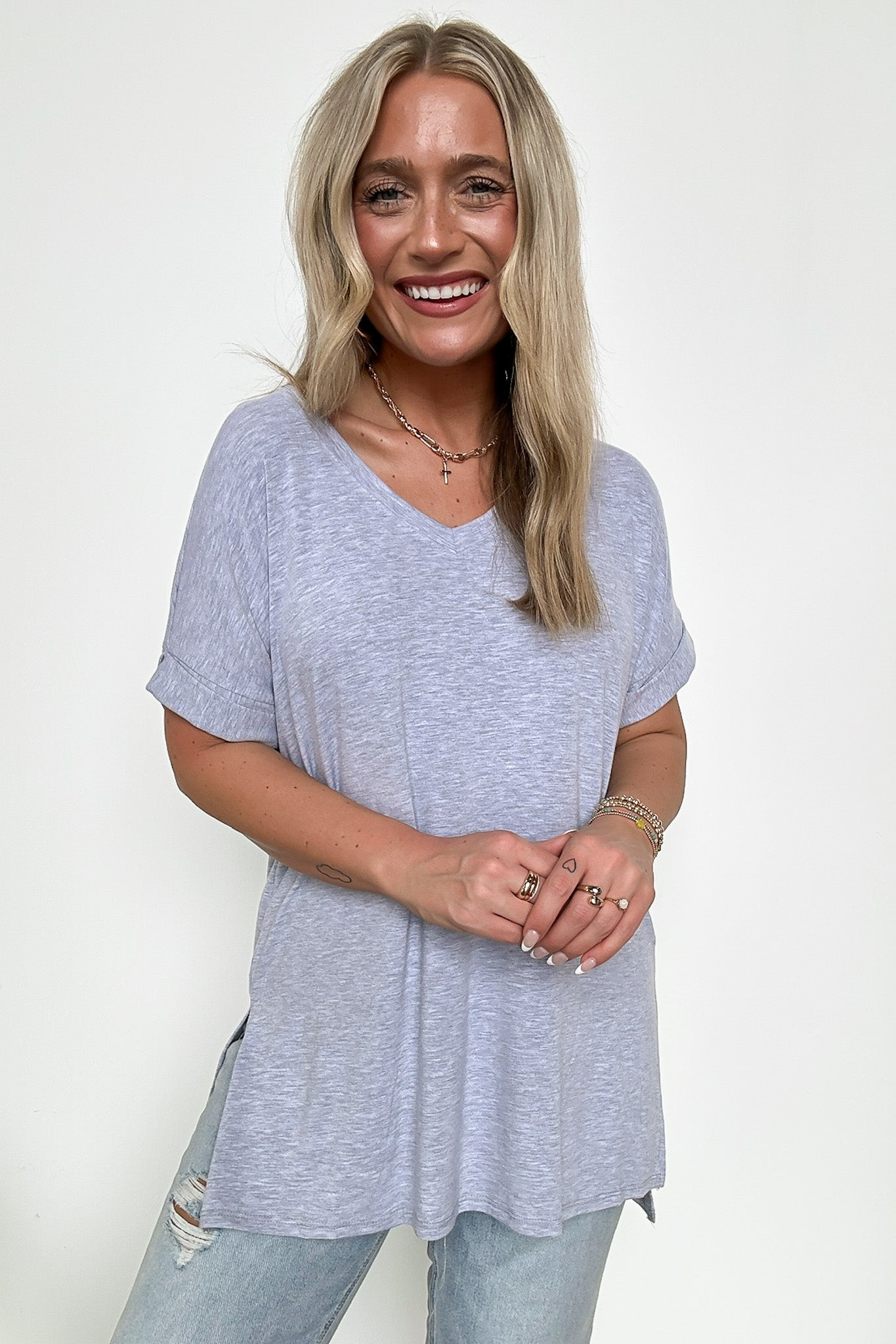  Mariza Rolled Sleeve Top - BACK IN STOCK - Madison and Mallory