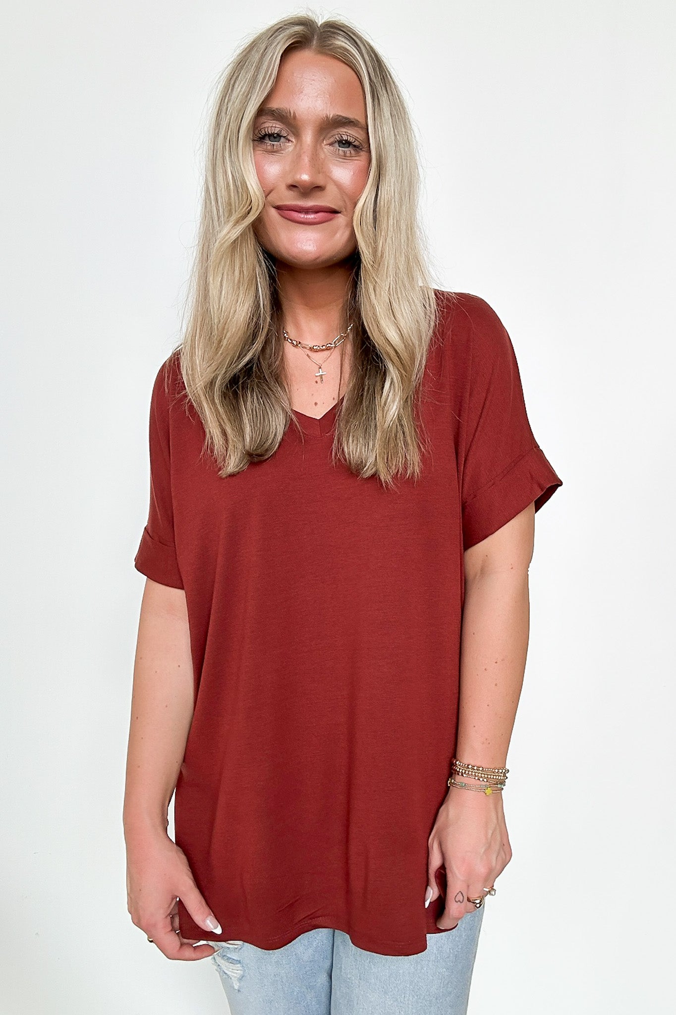  Mariza Rolled Sleeve Top - BACK IN STOCK - Madison and Mallory