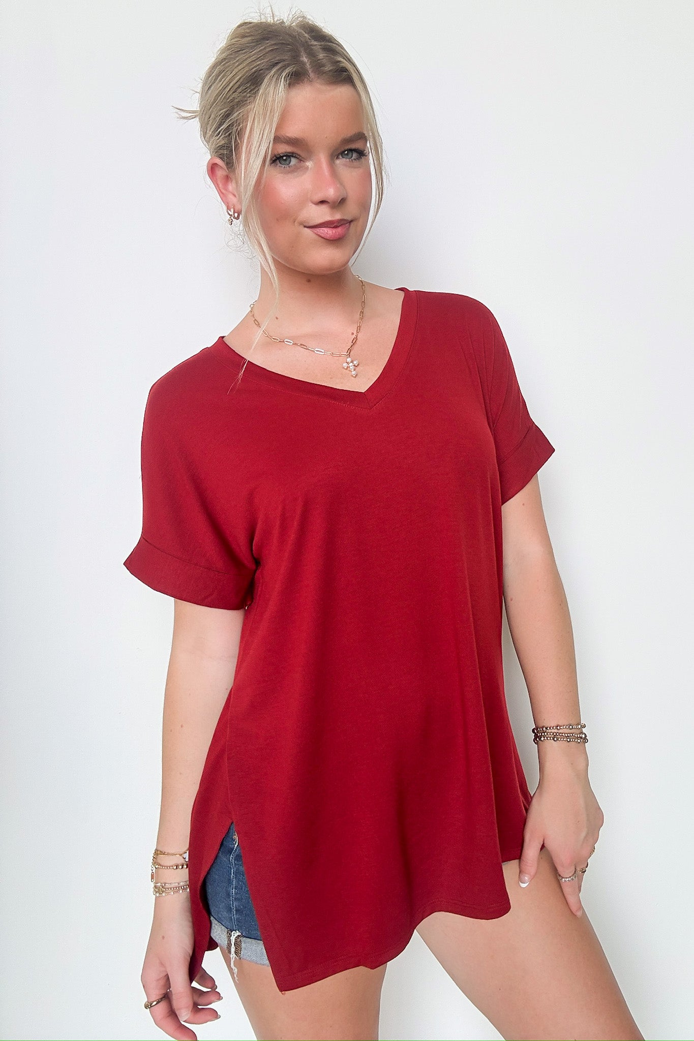  Mariza Rolled Sleeve Top - BACK IN STOCK - Madison and Mallory