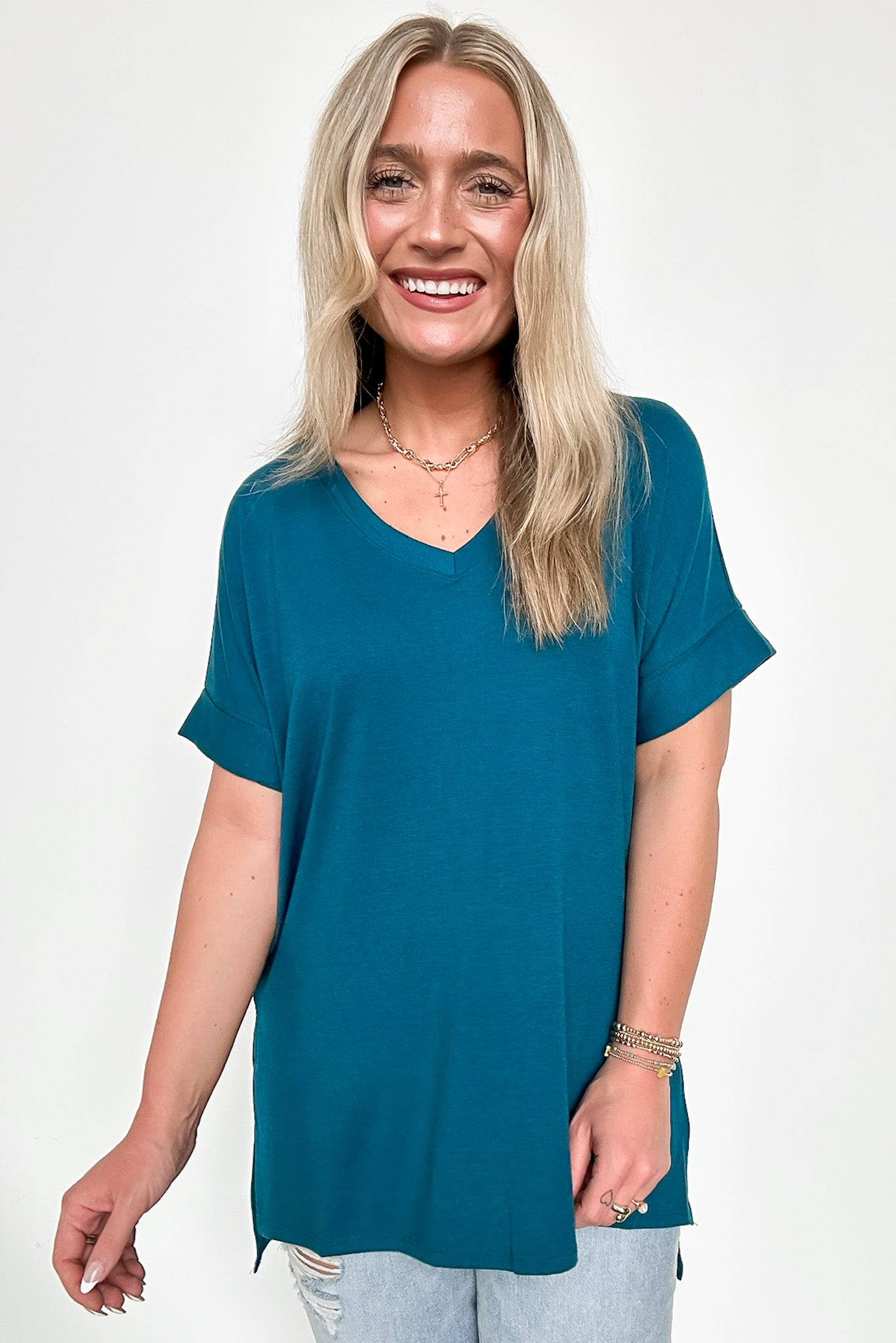  Mariza Rolled Sleeve Top - BACK IN STOCK - Madison and Mallory