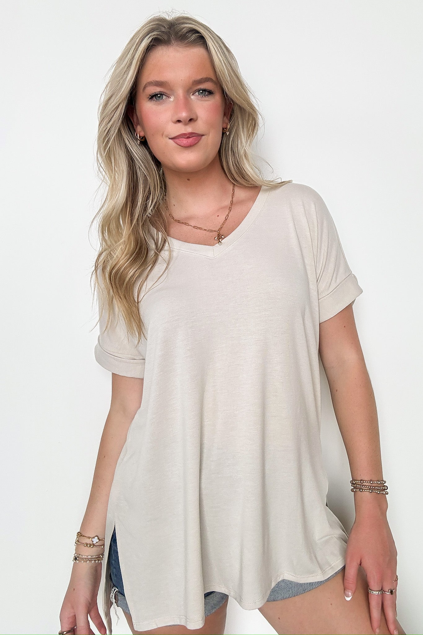  Mariza Rolled Sleeve Top - BACK IN STOCK - Madison and Mallory